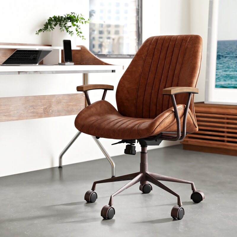 AllModern Leonardo Genuine Leather Task Chair & Reviews | Wayfair